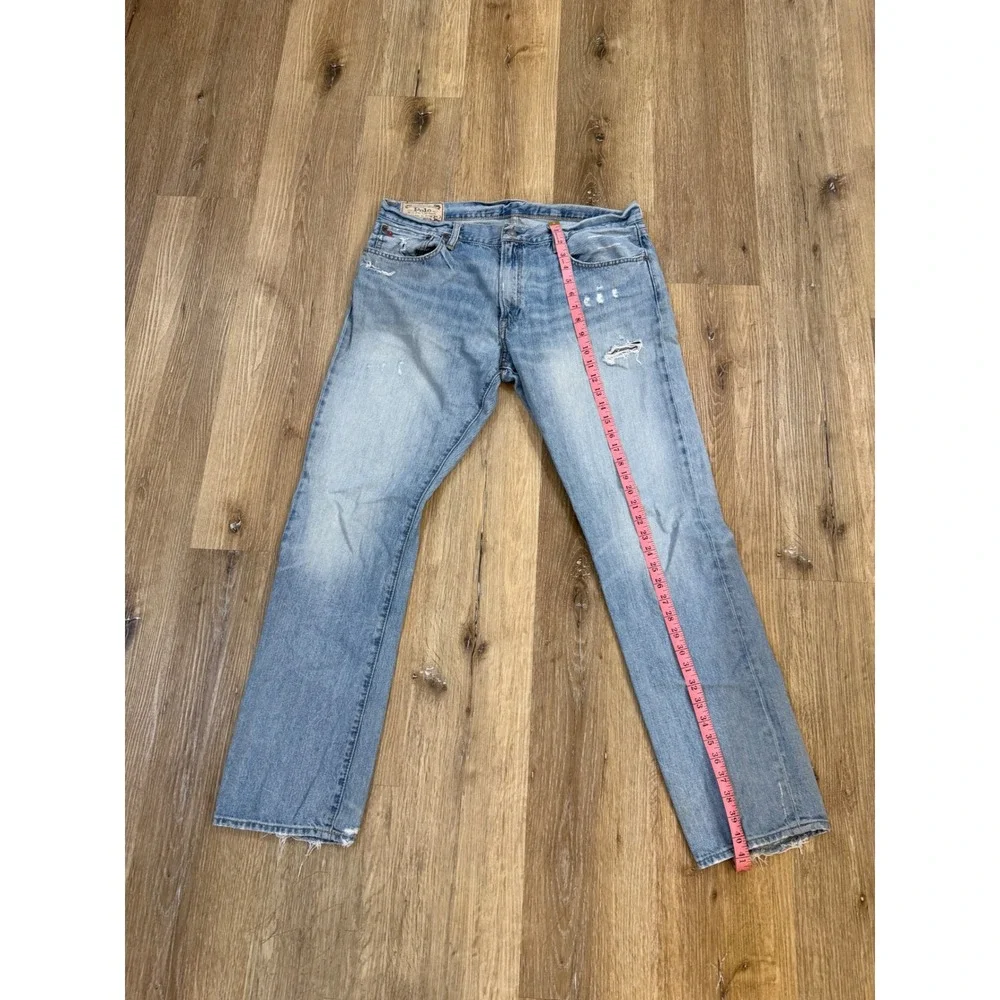 Polo‎ Ralph Lauren Varick Slim Straight Distressed Light Wash Blue Jeans 36x32